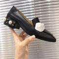 Classic High heeled boat shoes luxury Designer 100% leather Occupation Pearl high heels Shoes Metal Lazy woman Dress shoes size 35-42 us11