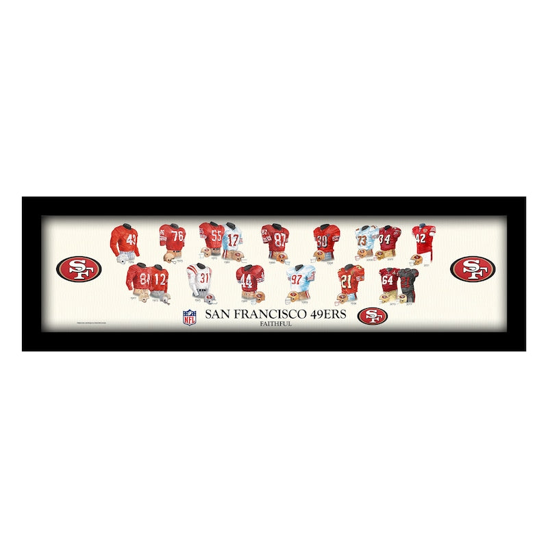 San Francisco 49ers 8" x 26" Framed Art Uniform Heritage Print