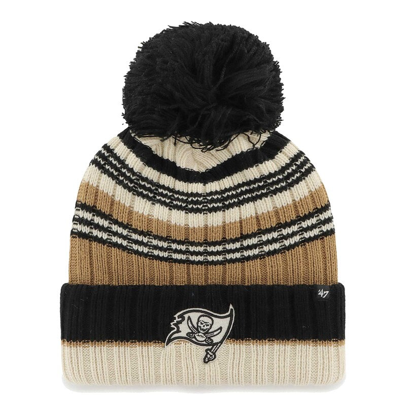Women's '47 Natural Tampa Bay Buccaneers Barista Cuffed Knit Hat with Pom