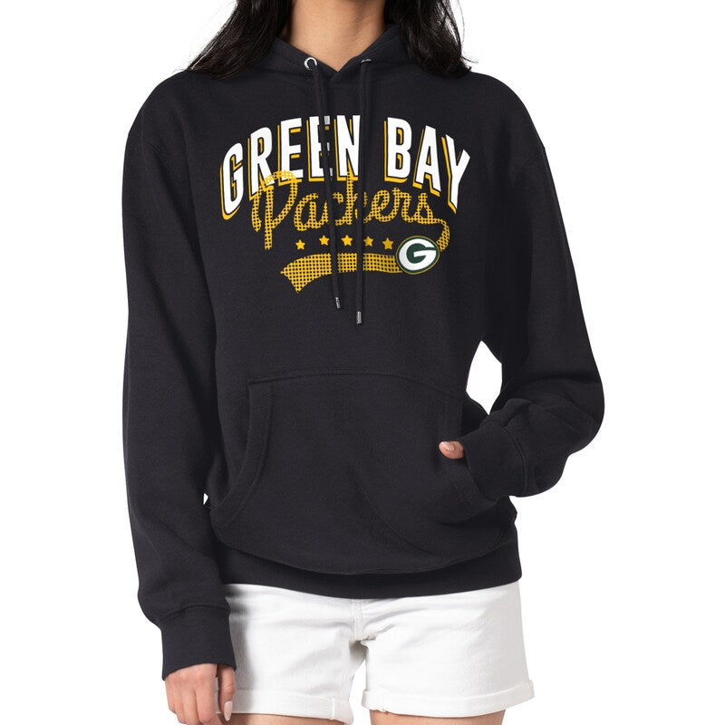 Women's G-III 4Her by Carl Banks  Black Green Bay Packers Filigree Logo Pullover Hoodie