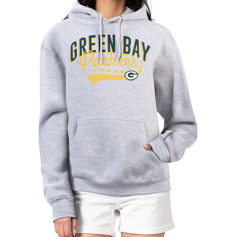 Women's G-III 4Her by Carl Banks  Heather Gray Green Bay Packers Filigree Logo Pullover Hoodie