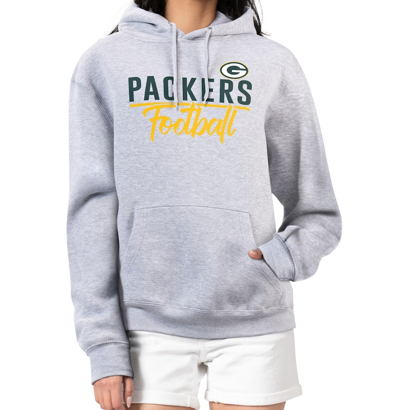 Women's G-III 4Her by Carl Banks  Heather Gray Green Bay Packers Graphic Fleece Pullover Hoodie