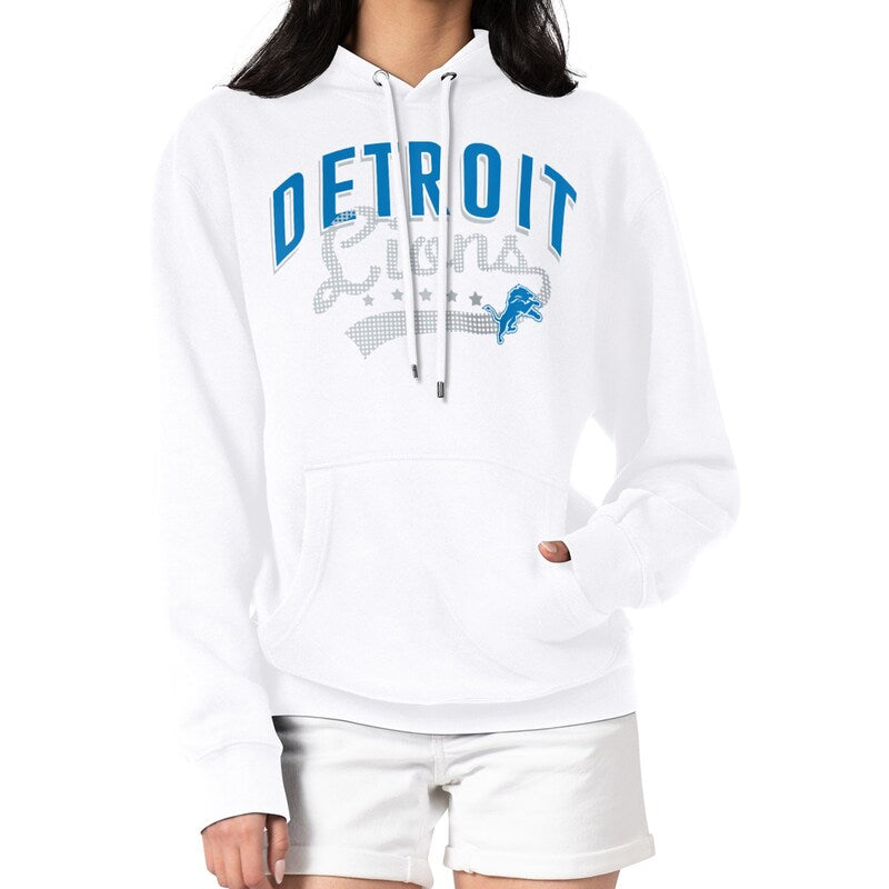 Women's G-III 4Her by Carl Banks  White Detroit Lions Filigree Logo Pullover Hoodie