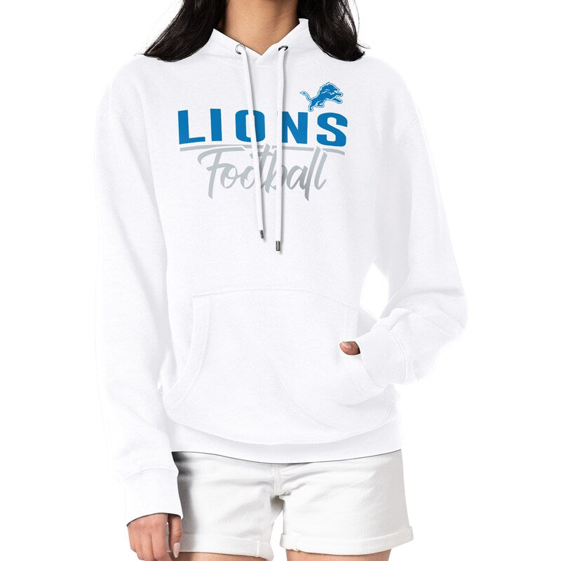 Women's G-III 4Her by Carl Banks  White Detroit Lions Graphic Fleece Pullover Hoodie